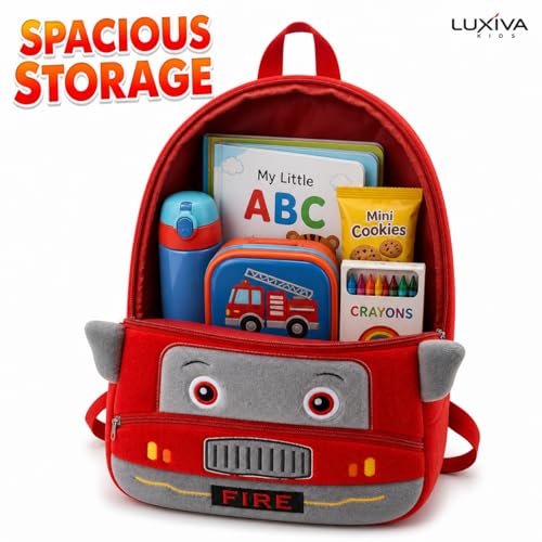 Image of Cartoon Plush Kids School Bag 2-6 Years | Soft Toy Backpack for Boys & Girls | Toddler Nursery Preschool Bag | Lightweight Adjustable Straps