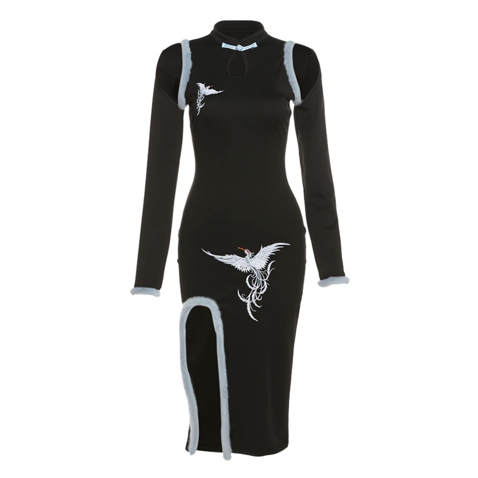 YANGGO Dresses, Intellectual Elegance Comfort Supple Split Ends Mature Feminine Slimming Ladies Dress (Size : L)