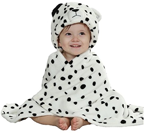 Image of Swissberry Baby Bedding Sets, Blankets Newborn Pack of Hooded Wrapper, Swaddler for Baby Boys and Girls, 0-6 Months, L 80 cm x B 80 cm, Pack of 2 pcs (White Polka & White Dad)