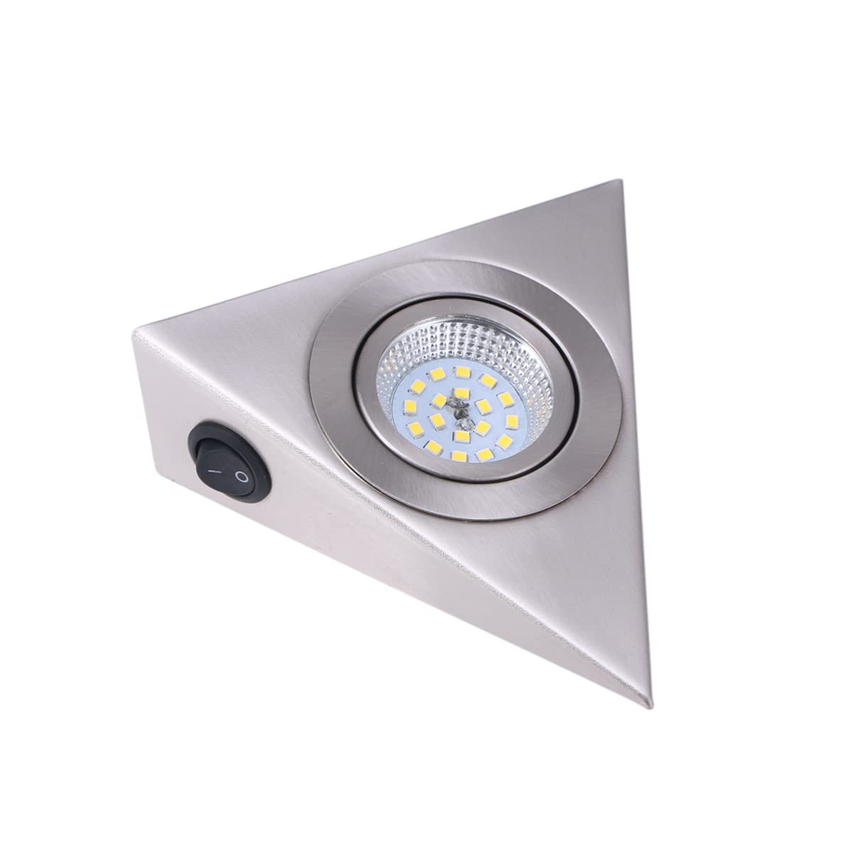 Housoutil Éclairage Led Sous Meuble Triangulaire En Acier Inoxydable Brossé Lumière Blanche Naturelle Pour Cuisine Placard Cave À Vin Meuble Tv