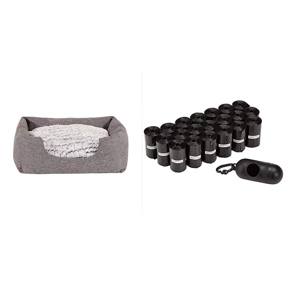 Dibea - Cama para Perros con cojín Reversible para Perros. + Amazon Basics - Bolsas para excrementos de Perro con dispensador y Clip para Correa (300 Bolsas)