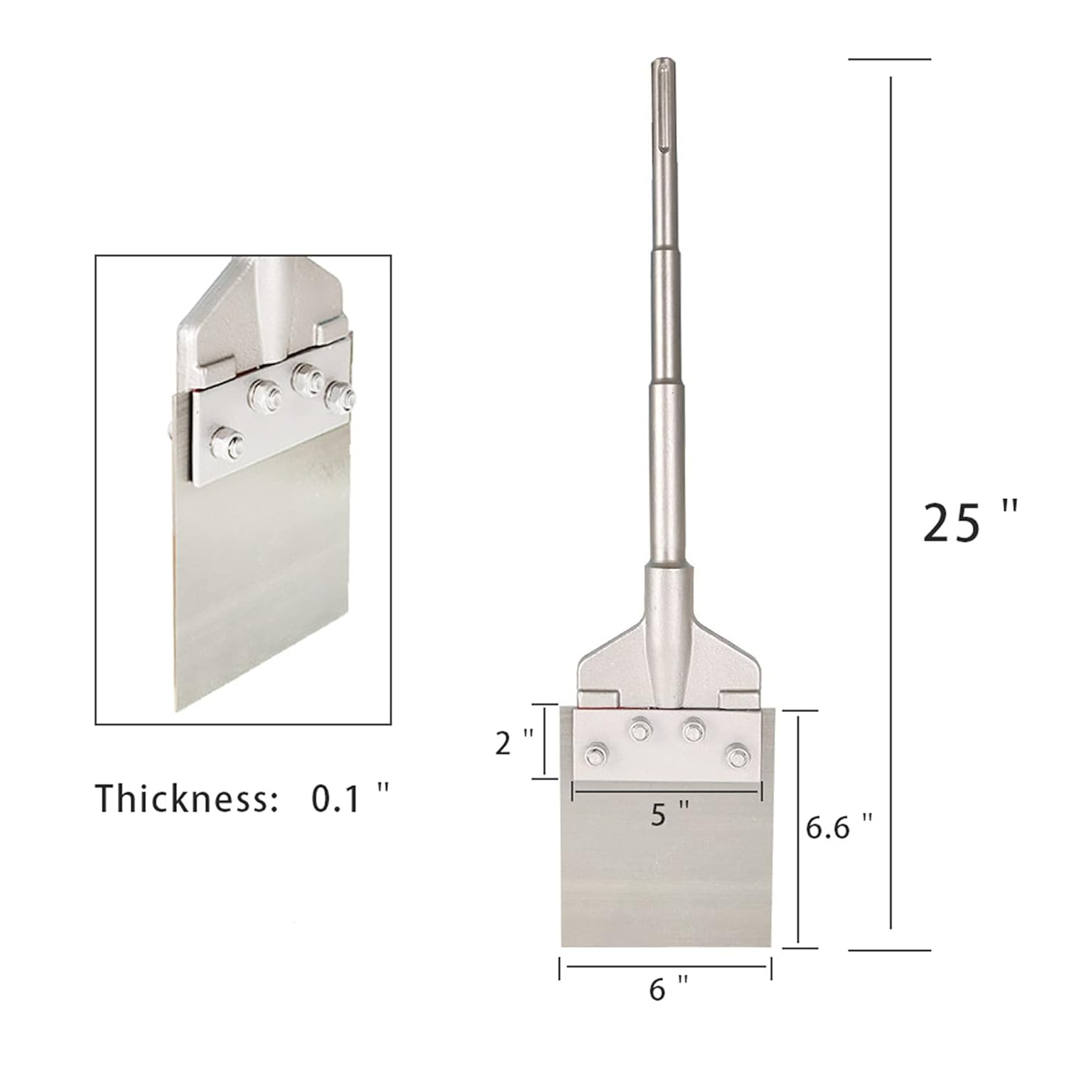 marddpair Floor Scraper 6 Inch Scraper Tile Demolition Bit Long Handle for Rotary Hammer Drills (6 x 25 Inch)