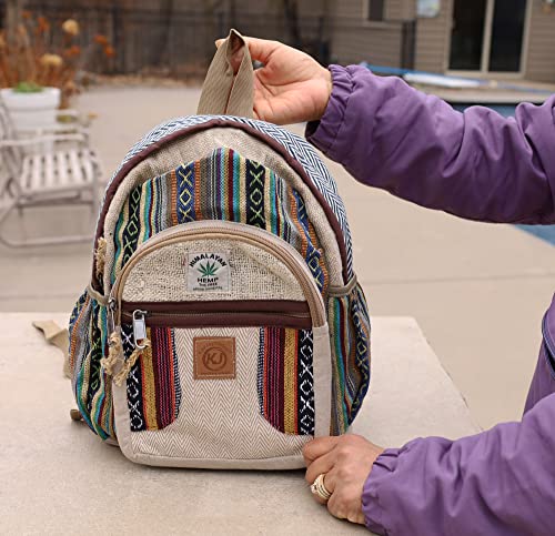 Image of Handmade Natural Hemp Nepal Backpack Purse for Women Small Lightweight Daypack (DAYPACK3)