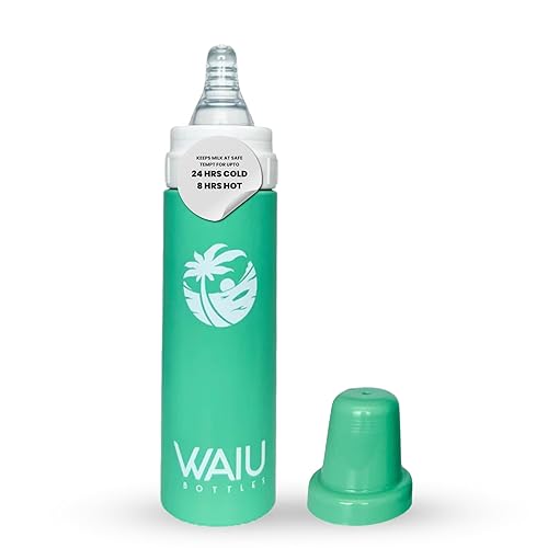 Versátil biberón aislado Waiu, tamaños de 4 onzas y 6 onzas, mantiene las bebidas calientes durante 8 horas, frías durante 24 horas, sin BPA, varios