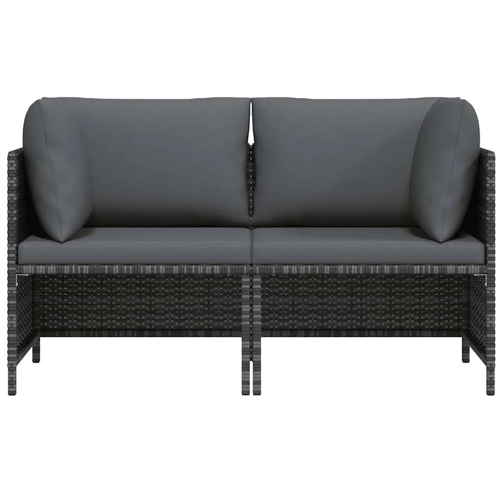 vidaXL Canapé de Jardin à 2 Places avec Coussins Gris Résine tressée
