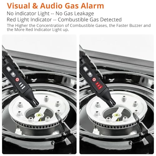 Proster Gasmelder Gasleckdetektor Erdgasdetektor Gaslecksuchgerät mit Akustischem und Visuellem Alarm Tragbarer Gasschnüffler zum Auffinden von brennbaren Gasleckquellen wie Methan, Propan für Zuhause
