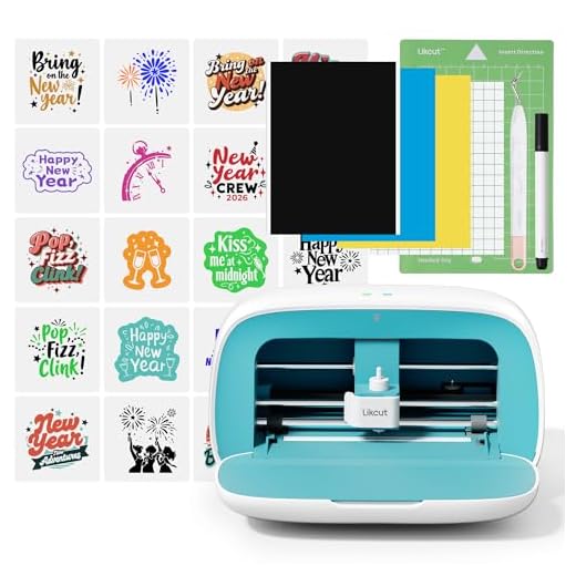 Likcut S501 Schneideplotter, Plotter maschine mit Intelligenter Einbau Speicher, Verfügbar für Vinyl, Iron on und Karten, Plotter mit Einsteiger Set, Blau