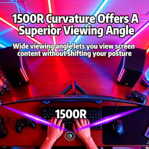 Image of ZZA 32 inch Curved Gaming Monitor, FHD 1920x1080, VA, 1ms 240Hz, FreeSync Premium, DP 1.4 / HDMI 2.0, VESA Compatible, Tilt Adjustable