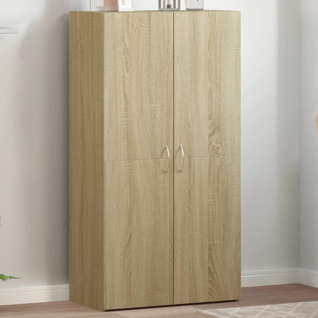Armadietto portadocumenti in rovere Sonoma, 60 x 32 x 115 cm, armadio da ufficio con ante, spazio per raccoglitori, documenti, ufficio, casa, studio, archiviazione