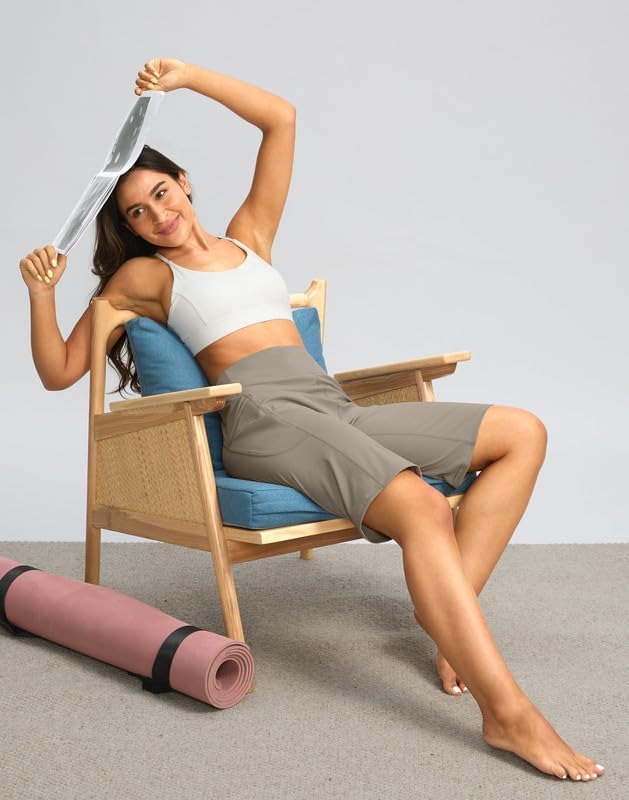 G Gradual Bermuda Shorts for Women with Pockets 12" Knee Length Women's High Waisted Stretch Long Shorts Walking Casual(Dark Khaki,L) - Image 3