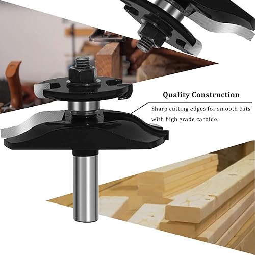 Miniatura 6 de TAIWAIN - Juego de brocas de enrutador de 12 pulgada, 3 piezas, cortador de fresado de madera de panel elevado, herramienta de corte CNC de carburo