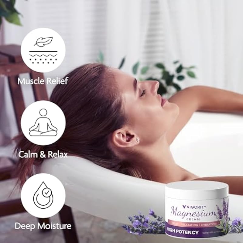 Vigority Magnesium Cream for Sleep: Magnesium Lotion for Leg Cramps - Soothing Magnesium with Lavender, Vitamin E and Shea Butter - Safe for Kids & Pregnant Individuals - 4.23 oz 상세이미지 4
