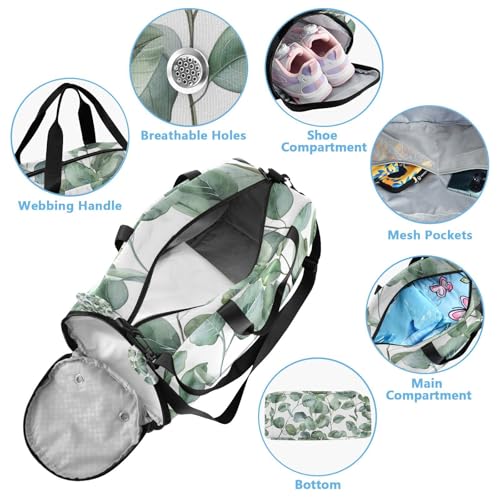YETTASBIN Sport Travel Duffel Bag for Girls Boys, Leaves Large Waterproof Weekender Overnight Bag, Detachable Shoulder Strap Gym Bag with Shoe Compartment & Wet Pocket4