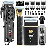 Hair Clippers for Men Professional, Cordless Complete Barber Kit with Electric Hair Clipper T-Blade Beard Trimmer Foil Shaver Nose Trimmer, Men's Hair Cutting Grooming Kit, 8 Guide Combs, Barber/Home