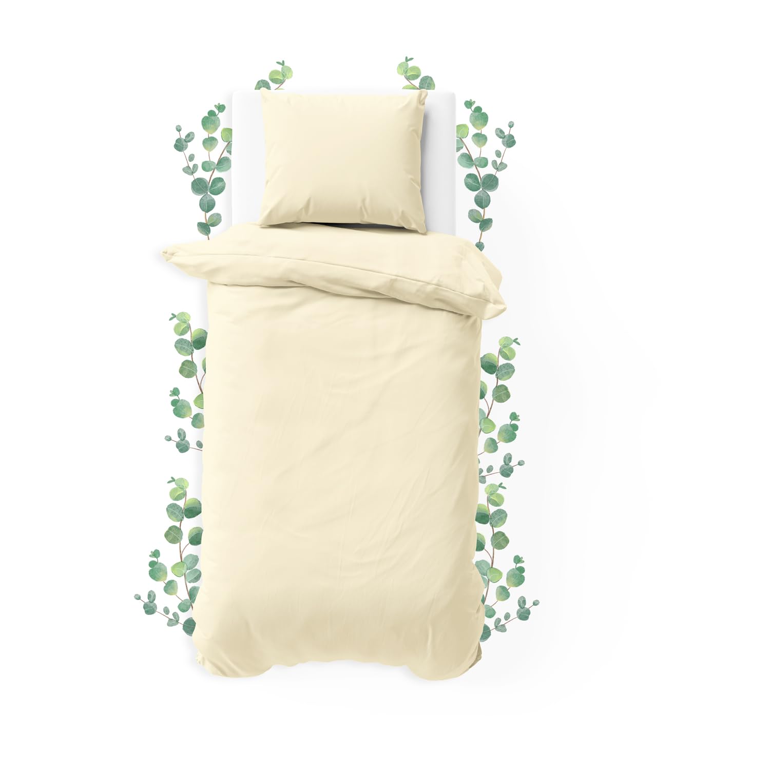 JACOBSON Bed Linen 135 x 200 cm Set - 100% Cotton Duvet Cover 135 x 200 cm + 1 Pillowcase 80 x 80 cm, Percale Bed Linen 2-Piece with Zip (135 x 200 cm, Natural, 2-Piece) — image 1