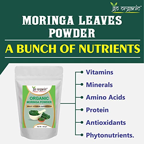 Image of Go Organic Moringa Leaf Powder (150 Gm) - Herbal Supplement with Vitamins