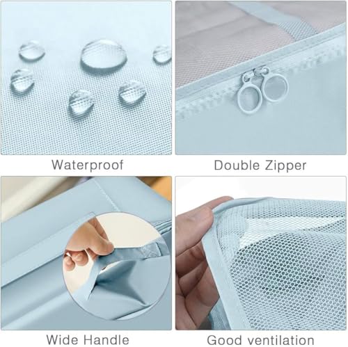 Image of 7pcs Set Travel Organizer Packing Cubes Lightweight Travel Luggage Organizers with Laundry Bag or Toiletry Bag Laundry Organiser. (SKY BLUE)
