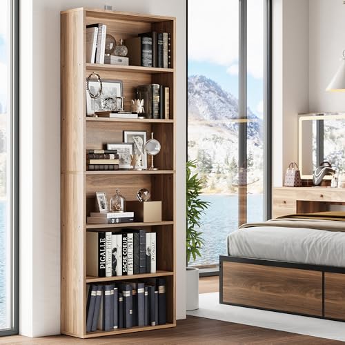 Image of IRONCK Bookshelves and Bookcases Floor Standing 6 Tiers Display Storage Shelves 70 in Tall Bookcase Home Decor Furniture for Home Office, Living Room, Bed Room