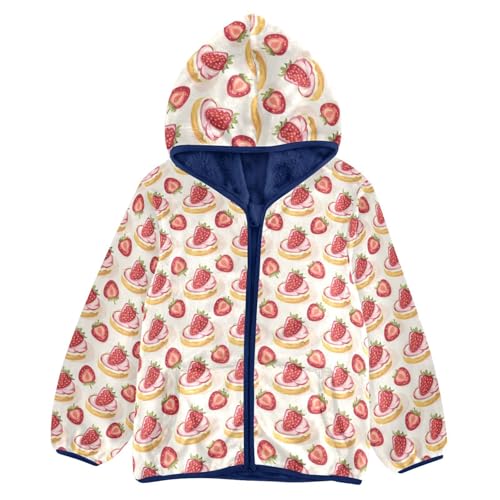 Strawberry Cake Boys Fleece Coat,Children's Zip-Up Hoodie Jacket,Baby Warm Fashion Outerwear 3-10T,A113357