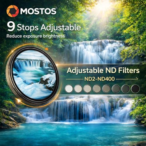 Image of MOSTOS - 40.5mm Variable ND Filter ND2 to ND400 (1-9 Stop) Adjustable Neutral Density Filter for DSLR & Mirrorless Cameras (40.5mm VND Filter) (Make Sure Mark Φ40.5 is Written ON Your Lens)