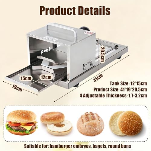 Commercial Manual Bread Slicer Features a Push-Pull Design, Bagel Slicer with Stainless Steel Blade for Bagel Sandwich Toast and Hamburgers