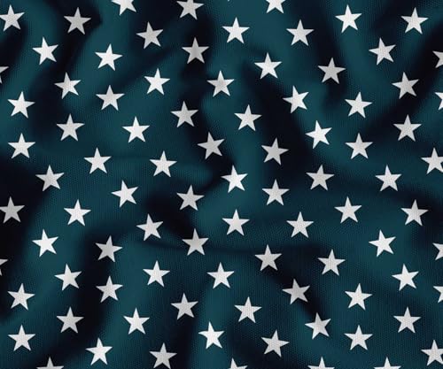 Image of Soimoi Blue Cotton Canvas Fabric Stars Star Print Sewing Fabric BTY 58 Inch Wide