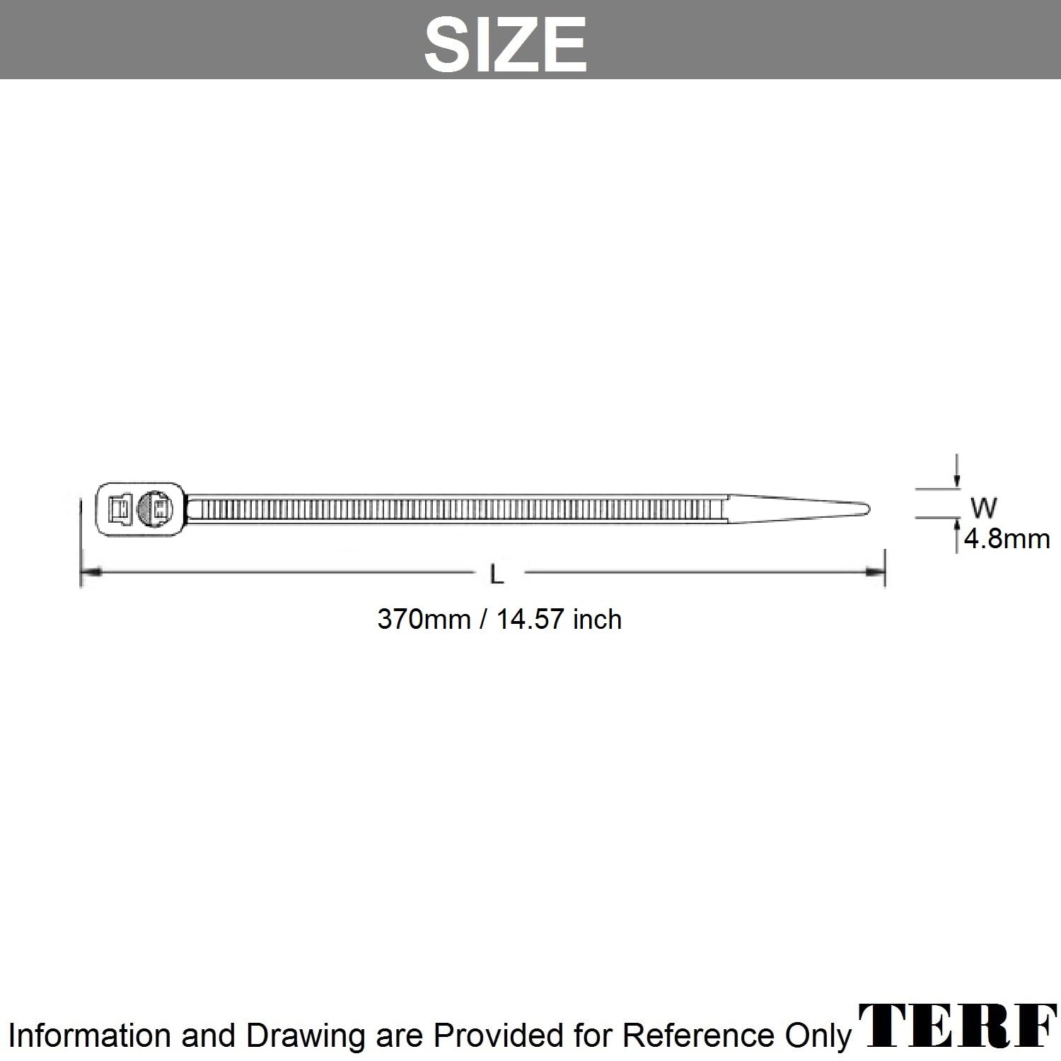 TERF® 50 Pcs Black Double Head (Loop) Cable Ties 370mm (14.57'') X 4.8mm Heavy Duty Nylon Double Lock Zip Ties Wraps Secure Self Locking Tie for Garden Home Office Workshop Warehouse DIY Use - Image 4