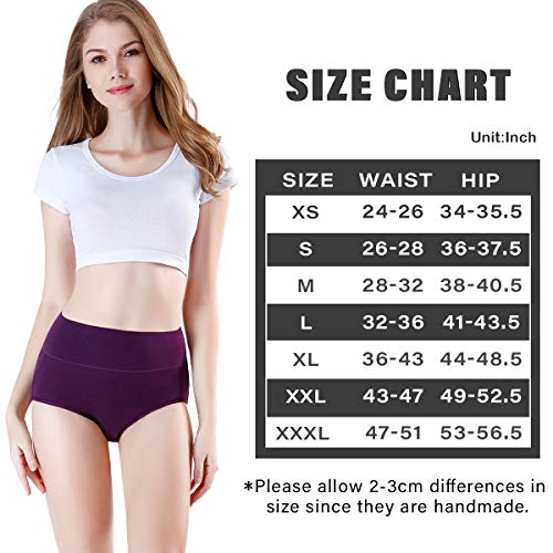 Image of wirarpa Women's Cotton Underwear High Waist Full Coverage Brief Panty Multipack