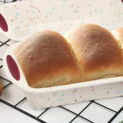 Loaf Pan, Gifbera Silicone Bread Pan for Baking with Metal Frame, Non-stick Bread Loaf Pan Large Size for Bread, Quiche, Meatloaf, Lasagna, 1 PACK