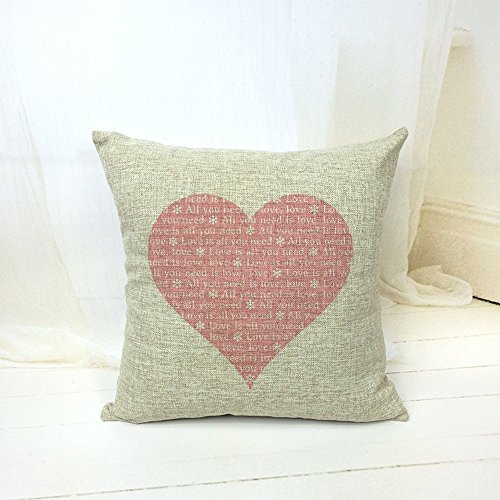 SLS Cotton Linen Decorative Throw Pillow Case Cushion Cover Pink Heart 18