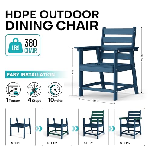 Image of HDPE Dining Chair, Navy Blue, Set of 2