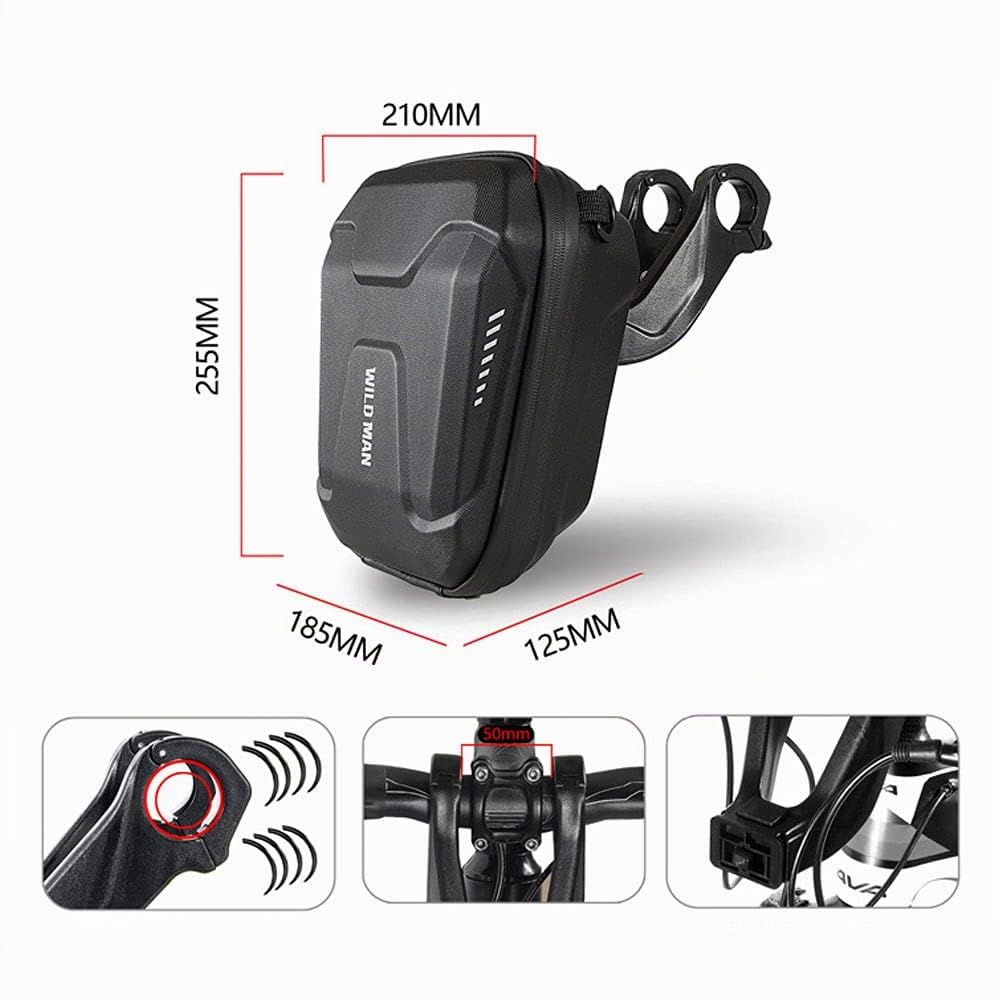 Lixada Pochette Vélo, Sacoche de guidon de vélo - Étanche - Rigide - 3 l - Multifonction - Sac à bandoulière - Pour VTT, vélo de route, scooter électrique - 18,5 x 12,5 x 25,5 cm