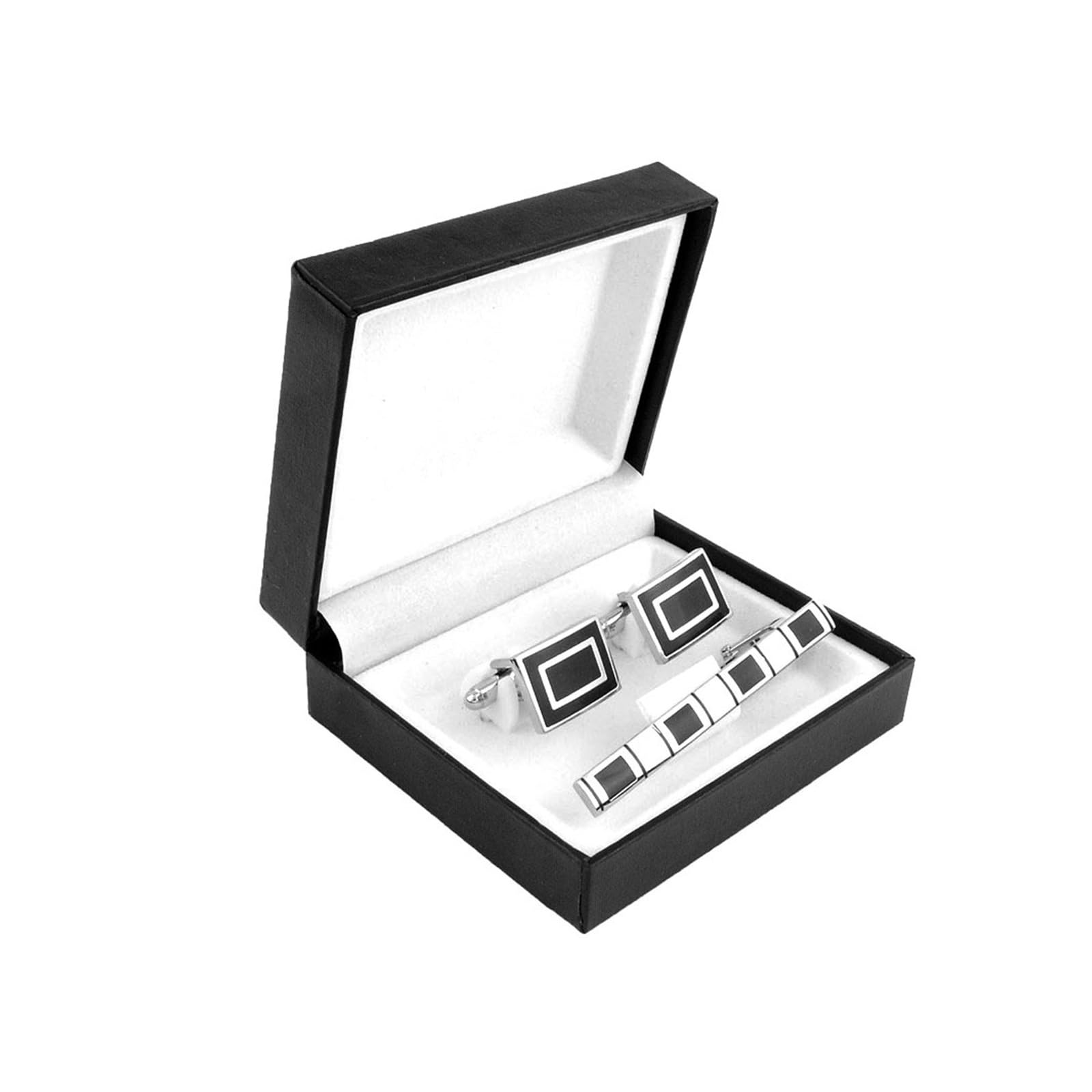 メンズ ネクタイピン カフス ギフトセット -19.正宗 伊達 日本刀 デザイン 日本製 シルバー 送料無料 - FORTUNA Tokyo JSEIAJB スクエア ハーフ電気めっきハーフ サンドブラスト タイクリップ カフス貿易メンズ カフス クリップ セット