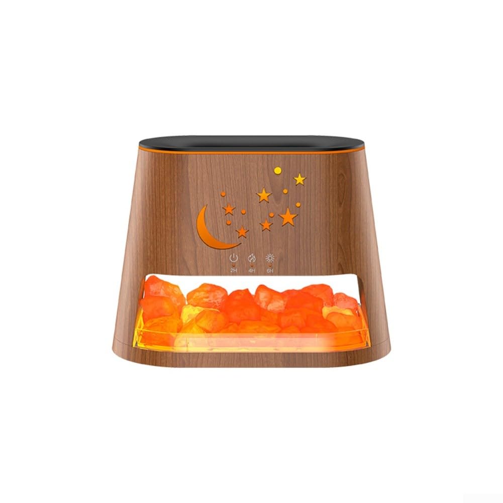 Humidificador de efecto de llama de grano de madera con iluminación de estado de ánimo de 7 colores y temporizador, difusor de aromaterapia silencioso para dormitorio, oficina, purificación