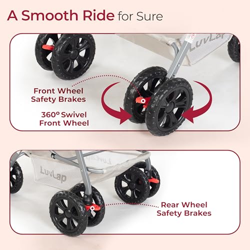 Image of LuvLap Sunshine Baby Stroller /Pram for 0 to 3 Years, New Born /Toddler /Kid, 5 Point Safety Harness, Adjustable backrest, 360 Swivel Wheel, Large Storage Basket, Reversible Handlebar (Stripes)