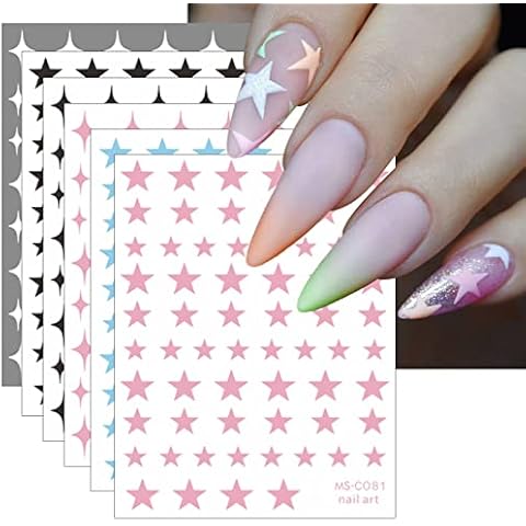 JMEOWIO Colourful Star Nail Art Stickers Cover