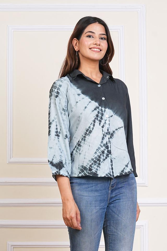 Image of Maaesa Women & Girls Mother Daughter Matching Shirt Combo || Rayon Tie-Dyed Shirt || Full Sleeve || Casual Wear || Family Twinning Outfit