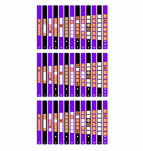 Image of KREEPO Guitar Fretboard Stickers Beginner Learner Fingerboard Frets Map Sticker for All 6 Strings Electric-Acoustic Guitars Sticker Multicolor(9.1cm X 14.5cm)