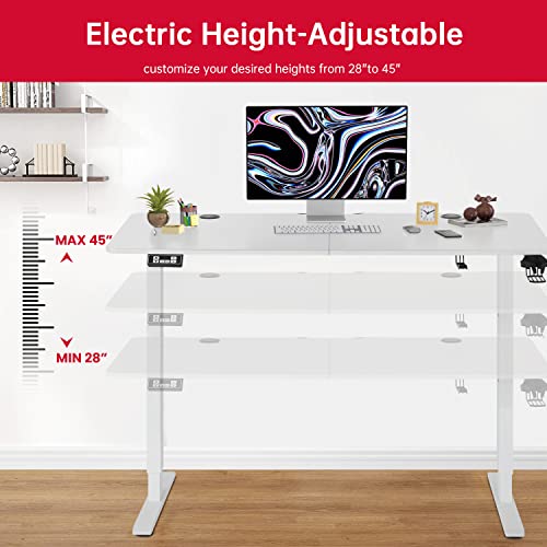 Electric Standing Desk Height Adjustable Computer Desk 55 Inches Home Office Gaming Desk Writing Computer Workstation Pc Simple Sit-Stand Large Working Area Student Kids Study Desk (White) #TOP3
