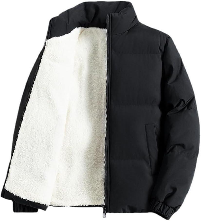 Cotton Suit Casual Thickening Winter Men's Down Lamb Wool and Velvet Coat(5X-Large)