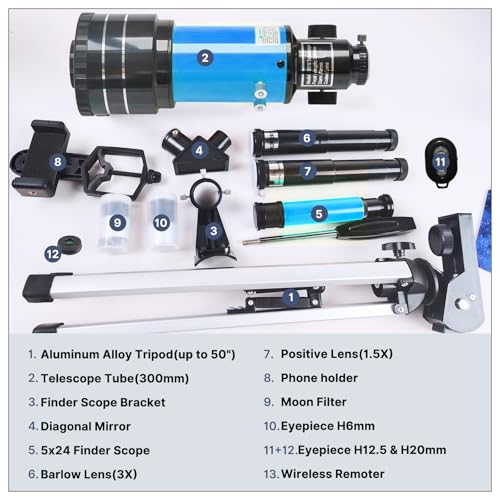 Telescopio refractor astronómico 70mm 15x-150x para principiantes miniatura 7