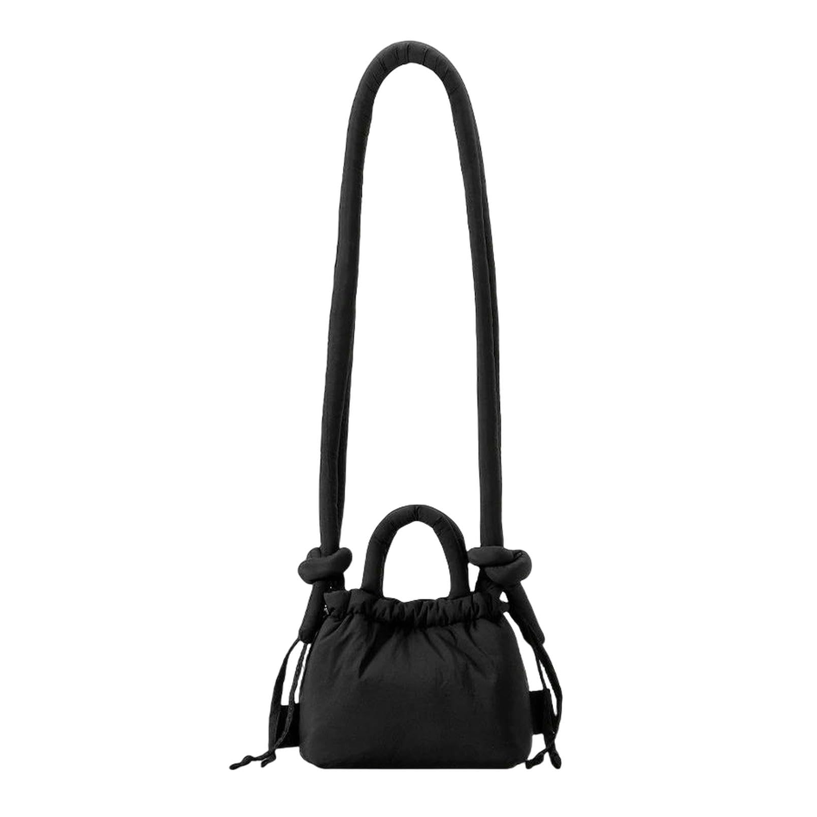 Borsa a Mano Donna Piccola per Bottino Imbottito da Imbottita Sacchetti di Nylon Down Cotone Crossbody Borse Mini Lady Borse-Nero