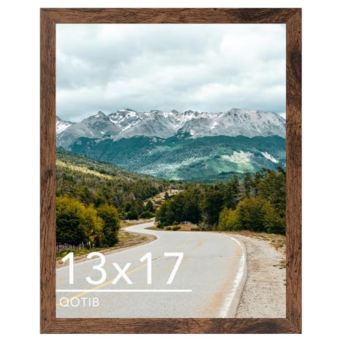 QOTIB 13x17 Picture Frame Deep Brown for Wall Hanging Wood 13 x 17 Frame Photo Frame for Wall Horizontally or Vertically Deep Brown 1 Pack