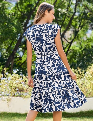 Image of ZEAGOO Womens Summer Casual Dresses Ruffle Sleeve V Neck Midi Dress Flowy Tiered Dress with Pockets Boho Sundresses