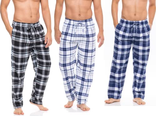 AMERICAN HEAVEN Men's 3 Pack 100% Cotton Flannel Lounge Pajama Sleep Pants