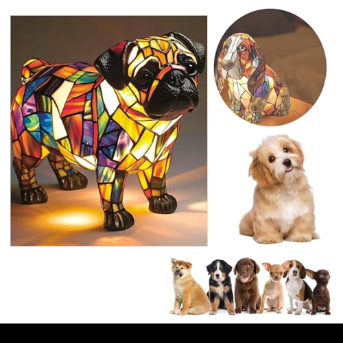 XWNGDAFEVF Siamese Lampe für Hund und Katze, Kunst, Tischlampe, Tierstatue, Heimdekoration, LED-Nachtlicht, Border Collie