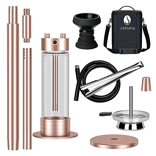 J Shisha Set Komplett, Shisha Hookah Set mit Tragetasche,42.5 cm Shisha to go, Shisha Set Rosegold, Shisha Komplett mit… – Bild 5