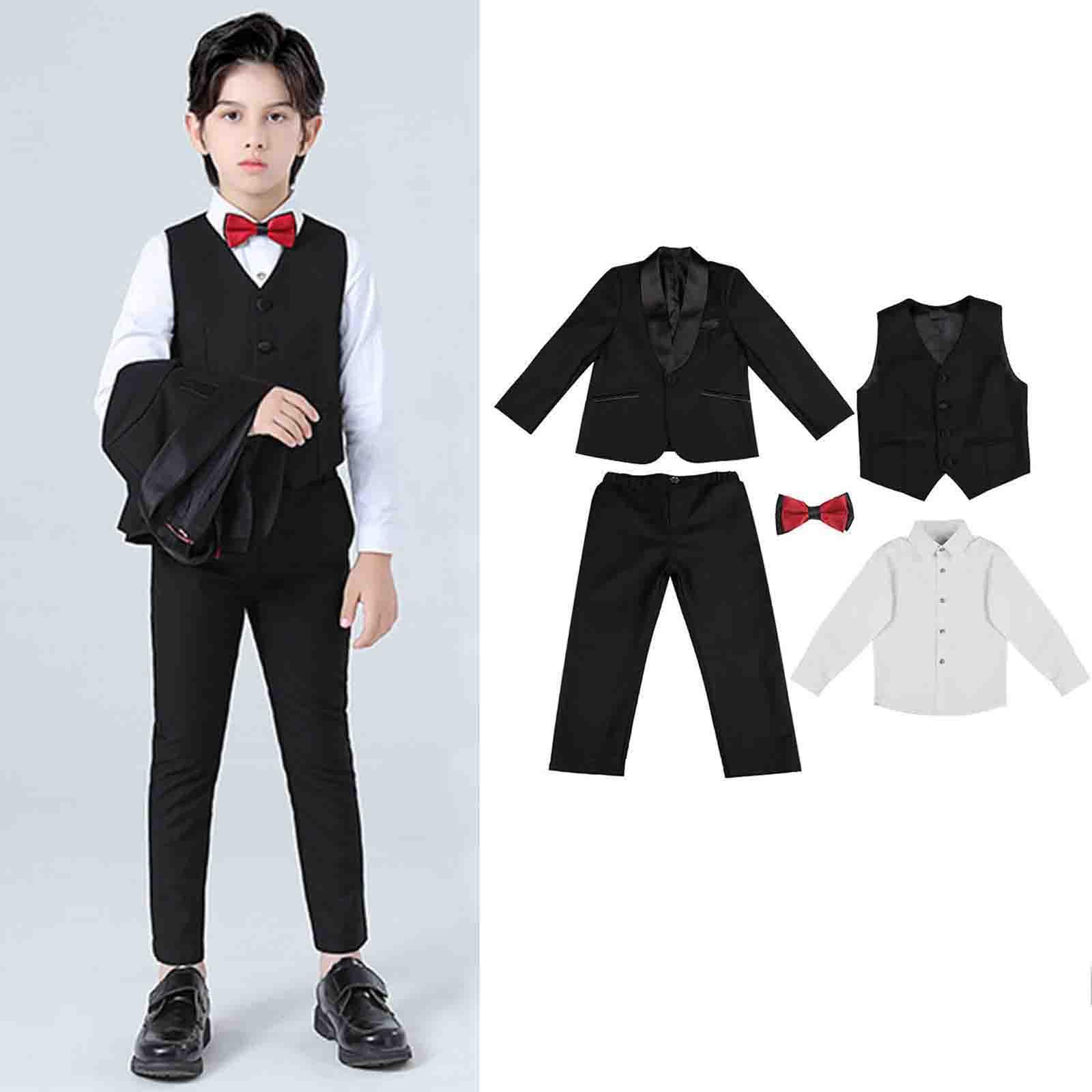 Outfit Einschulung Junge, Kinder Kleinkind Baby Jungen Frühling Sommer Baumwolle Langarm Hemd Hosen Mantel Weste Solide 5PC Kleidung