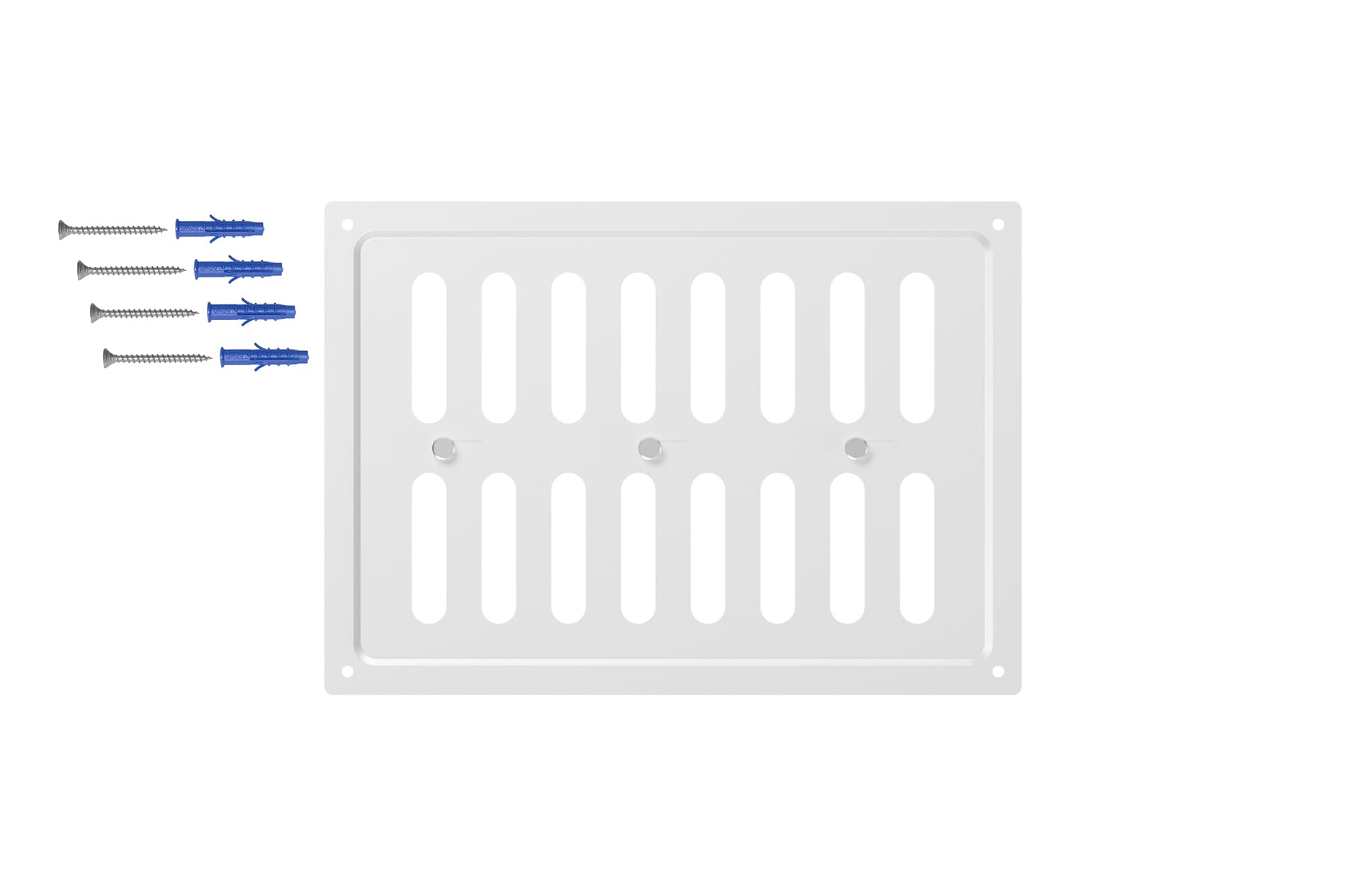 Demlou White Ral9016 Ventilation Grille 24X17 Cm – Rectangular Powder Coated Steel Air Vent With Open And Close Mechanism – Wall Or Ceiling Vent Cover – Ral 9016 White Finish.
