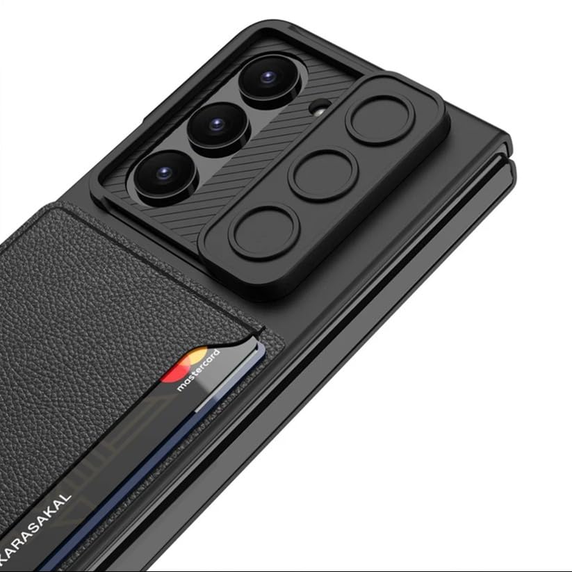 Image of MILLION CASES Back Cover Case for Samsung Galaxy Z Fold6 Shockproof Protective Sliding Window Wallet Case for Men & Boys(Black)